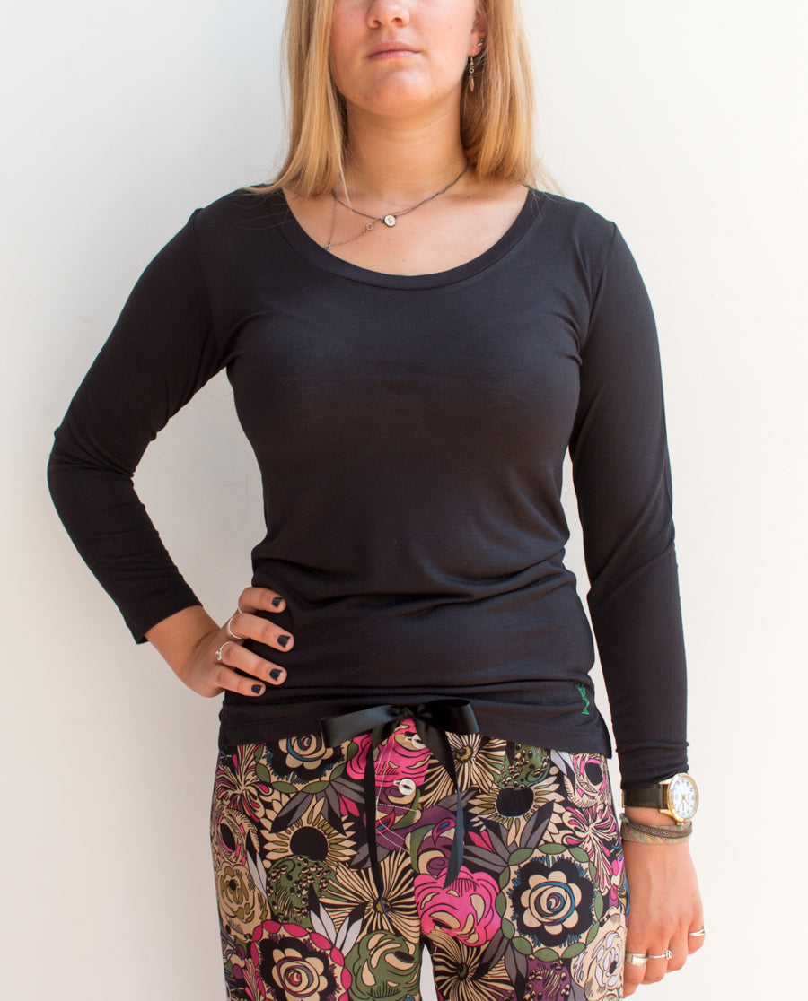 Bamboo Black Long Sleeved Top