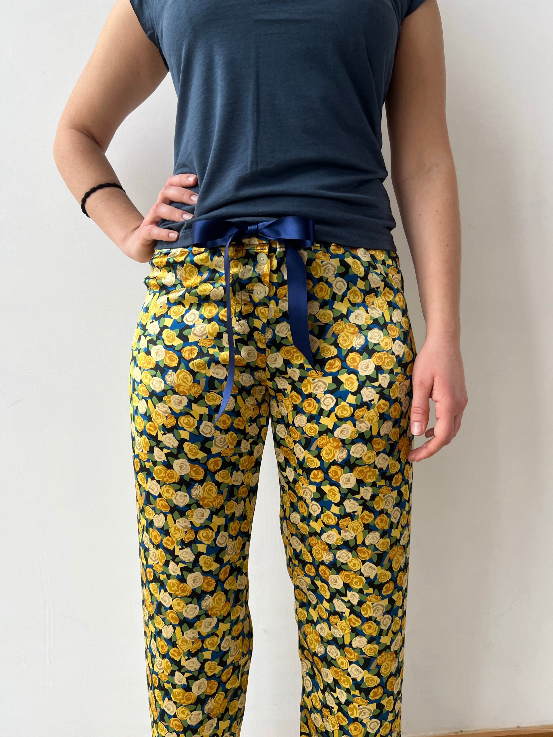  Women's Pajama Pants Sunflower Flowers Yellow Retro
