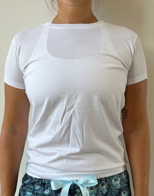 Bamboo Top White Women with Short Sleeves